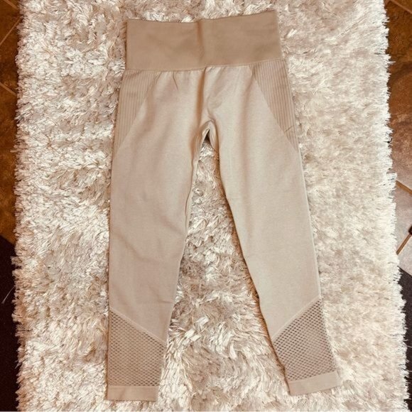 Vital Textured Compression Mesh seamless Tan Leggings Size M RefJ020-2 - Picture 4 of 11